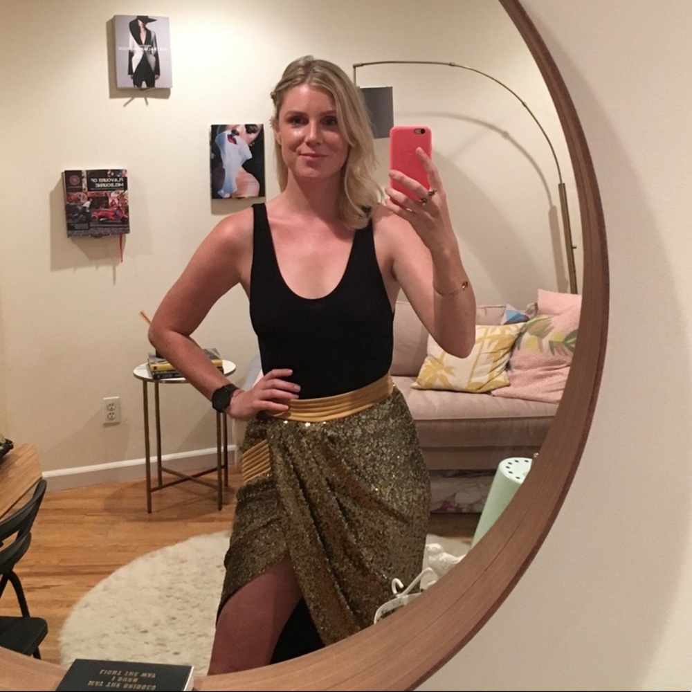 Zhivago gold sequined midi wrap skirt